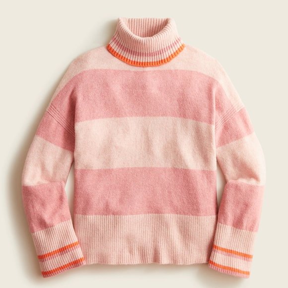 J.Crew Women's Striped turtleneck sweater in Supersoft Yarn - Picture 1 of 5